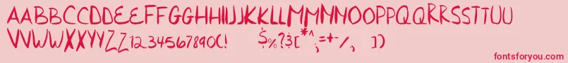 HurriedHand Font – Red Fonts on Pink Background