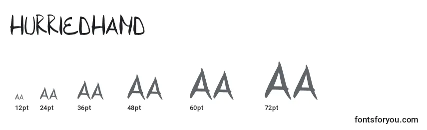 HurriedHand Font Sizes