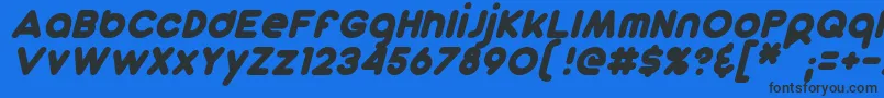 フォントDunkinSansItalic – 黒い文字の青い背景