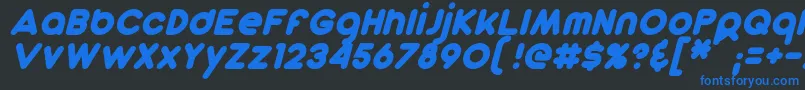 DunkinSansItalic-fontti – siniset fontit mustalla taustalla