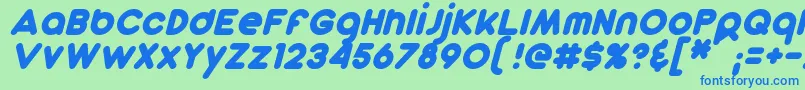 フォントDunkinSansItalic – 青い文字は緑の背景です。