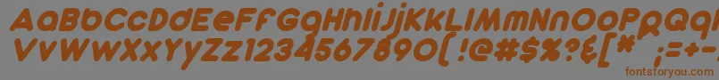 フォントDunkinSansItalic – 茶色の文字が灰色の背景にあります。