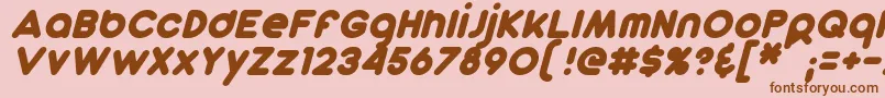 フォントDunkinSansItalic – ピンクの背景に茶色のフォント