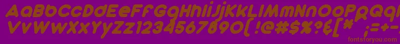 フォントDunkinSansItalic – 紫色の背景に茶色のフォント