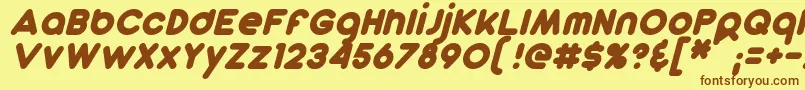 DunkinSansItalic-fontti – ruskeat fontit keltaisella taustalla