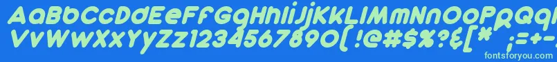 DunkinSansItalic Font – Green Fonts on Blue Background