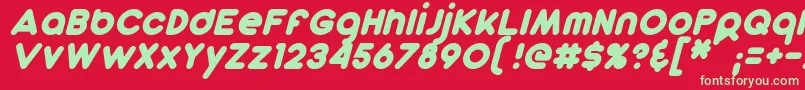 DunkinSansItalic-fontti – vihreät fontit punaisella taustalla