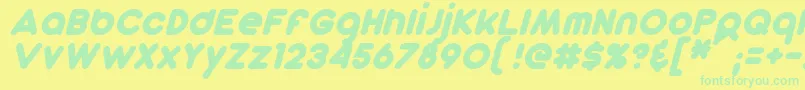 フォントDunkinSansItalic – 黄色い背景に緑の文字