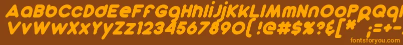 フォントDunkinSansItalic – オレンジ色の文字が茶色の背景にあります。