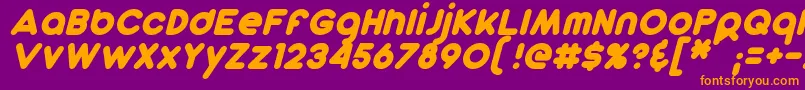 フォントDunkinSansItalic – 紫色の背景にオレンジのフォント