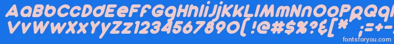 フォントDunkinSansItalic – ピンクの文字、青い背景