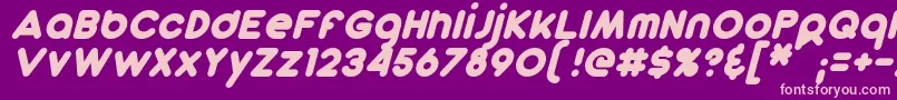 フォントDunkinSansItalic – 紫の背景にピンクのフォント