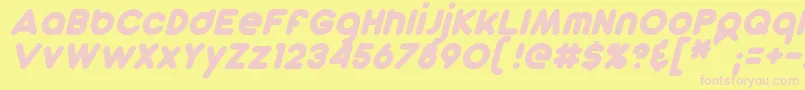 フォントDunkinSansItalic – ピンクのフォント、黄色の背景