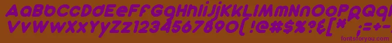 DunkinSansItalic-Schriftart – Violette Schriften auf braunem Hintergrund