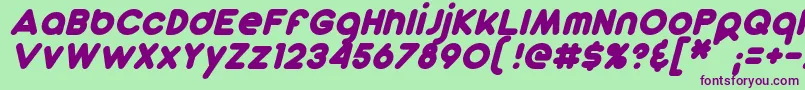Czcionka DunkinSansItalic – fioletowe czcionki na zielonym tle
