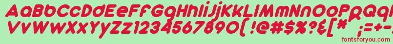 DunkinSansItalic-fontti – punaiset fontit vihreällä taustalla