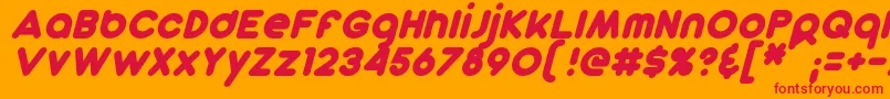 Fonte DunkinSansItalic – fontes vermelhas em um fundo laranja