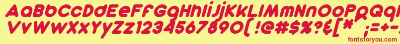 DunkinSansItalic-fontti – punaiset fontit keltaisella taustalla