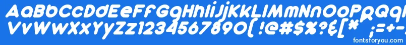 フォントDunkinSansItalic – 青い背景に白い文字
