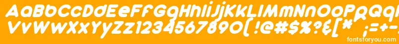 DunkinSansItalic-Schriftart – Weiße Schriften auf orangefarbenem Hintergrund