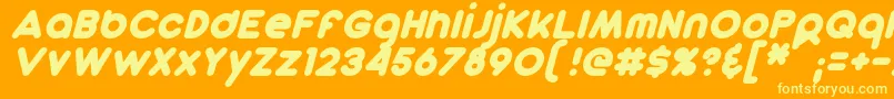 DunkinSansItalic-fontti – keltaiset fontit oranssilla taustalla
