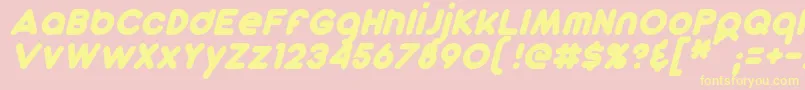 DunkinSansItalic-Schriftart – Gelbe Schriften auf rosa Hintergrund