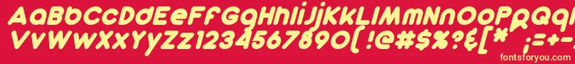 フォントDunkinSansItalic – 黄色の文字、赤い背景