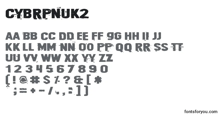 Czcionka Cybrpnuk2 – alfabet, cyfry, specjalne znaki