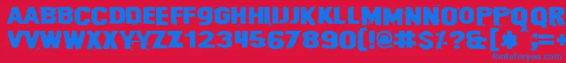 Cybrpnuk2-Schriftart – Blaue Schriften auf rotem Hintergrund