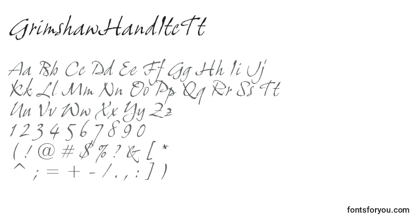 Шрифт GrimshawHandItcTt – алфавит, цифры, специальные символы
