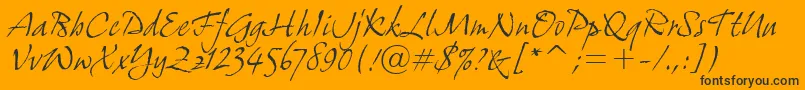 GrimshawHandItcTt-Schriftart – Schwarze Schriften auf orangefarbenem Hintergrund