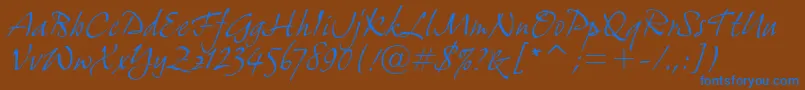 フォントGrimshawHandItcTt – 茶色の背景に青い文字