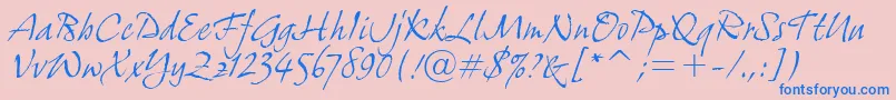 GrimshawHandItcTt-fontti – siniset fontit vaaleanpunaisella taustalla