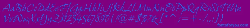 GrimshawHandItcTt-fontti – siniset fontit violetilla taustalla