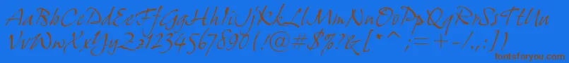 GrimshawHandItcTt-fontti – ruskeat fontit sinisellä taustalla