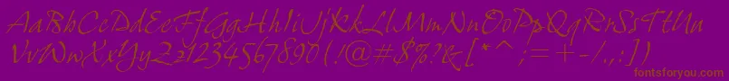フォントGrimshawHandItcTt – 紫色の背景に茶色のフォント