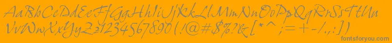 GrimshawHandItcTt-Schriftart – Graue Schriften auf orangefarbenem Hintergrund