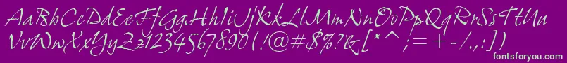 GrimshawHandItcTt-fontti – vihreät fontit violetilla taustalla