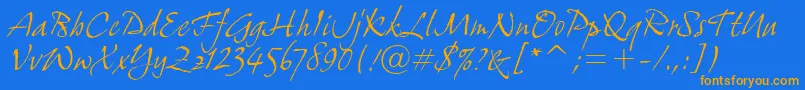 GrimshawHandItcTt Font – Orange Fonts on Blue Background