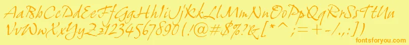 GrimshawHandItcTt Font – Orange Fonts on Yellow Background