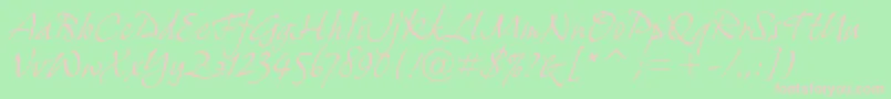 GrimshawHandItcTt-fontti – vaaleanpunaiset fontit vihreällä taustalla
