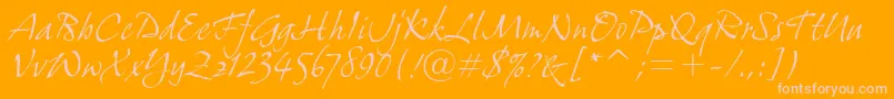 GrimshawHandItcTt-Schriftart – Rosa Schriften auf orangefarbenem Hintergrund