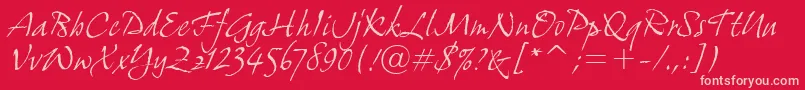 GrimshawHandItcTt-fontti – vaaleanpunaiset fontit punaisella taustalla