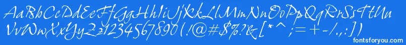 GrimshawHandItcTt-fontti – valkoiset fontit sinisellä taustalla