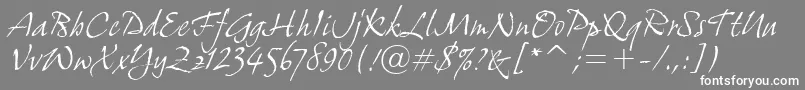 GrimshawHandItcTt-fontti – valkoiset fontit harmaalla taustalla