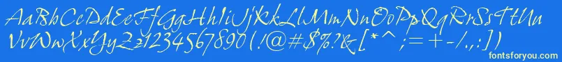 GrimshawHandItcTt Font – Yellow Fonts on Blue Background