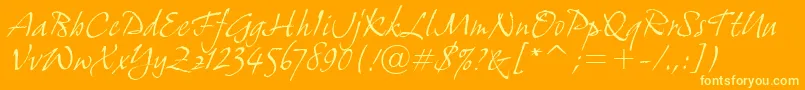 GrimshawHandItcTt Font – Yellow Fonts on Orange Background
