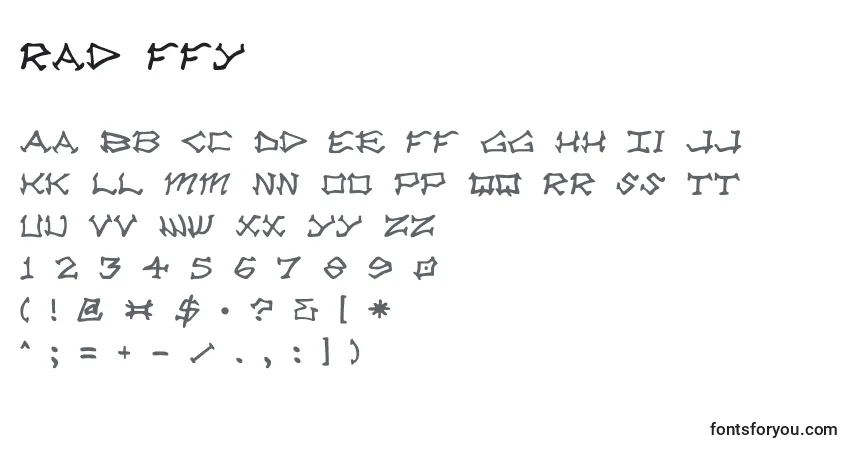 Fuente Rad ffy - alfabeto, números, caracteres especiales