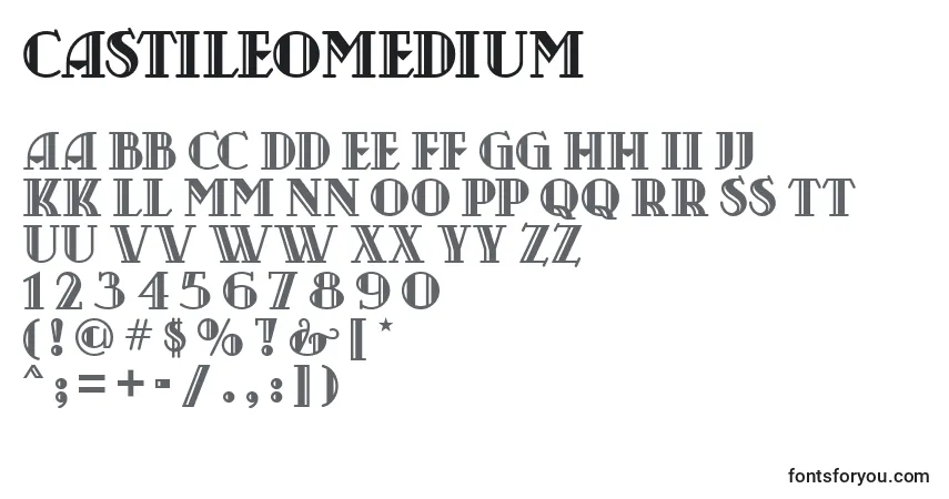 A fonte CastileoMedium – alfabeto, números, caracteres especiais