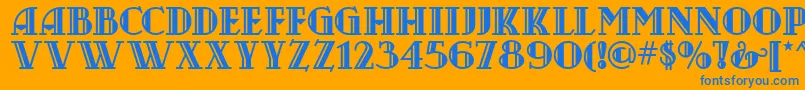 CastileoMedium-Schriftart – Blaue Schriften auf orangefarbenem Hintergrund